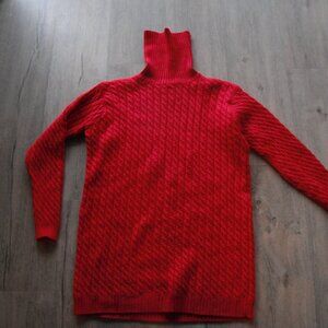 Classiques Red Turtleneck Knit Sweater XS 100% Merino Wool